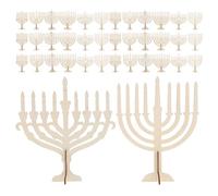 Gatuida Décorations de Hanoukka en Bois Brut 48 Pièces - Porte-bougies DIY 15 X 14 Cm - Kit Bricolage Artisanal pour Décoration de Table Festive Juive, Activité Famille et Fête