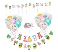 Gatuida Décorations Fête Hawaïennes avec Ballon Aloha Bannière et Cake Topper Kit Anniversaire Thème Tropical pour DIY et Décoration Table