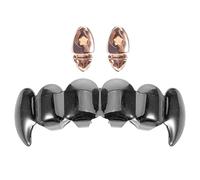 Gatuida Dents De Vampire Réalistes Pour Accessoires Costume Noir Canines Réutilisables Confortables Pour Soirée Déguisement Halloween Couleur Aléatoire