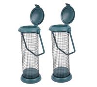 Gatuida Distributeur de Nourriture pour Oiseaux Suspendu Lot de 2 Vert Métal et Plastique Mangeoire Robuste Capacité Pratique pour Jardin Extérieur Balcon
