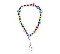 Gatuida Dragonne Téléphone Portable Œil du Mal 6 Perles Noires Colorées, Corde Anti-perte Légère et Solide, Accessoire Décoration DIY Compatible Coques, Bijou Chaîne Suspendue
