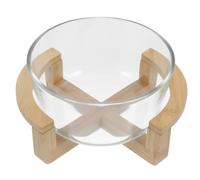 Gatuida en verre transparent avec support en bambou, de table de 2500 ml / | Saladier de table surélevé, pratique pour les céréales, les desserts ou les pâtes, idéal pour un usage familial.