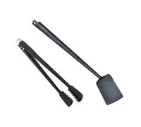 Gatuida Ensemble 2 Pièces Pinces à Barbecue et Pelle à Long Manche en Acier Inoxydable Noir, Outils Résistants la Chaleur pour Grillades en Extérieur, Accessoires la Cuisine
