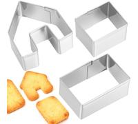 Gatuida Ensemble 3 Pièces D'emporte-pièces Maison en Acier Inoxydable Argenté pour Biscuits et Chocolat, Adapté aux Petites Mains, Usage Culinaire et Café de Noël