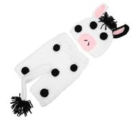 Gatuida Ensemble Bonnet et Pantalon au Crochet pour Bébé -né, Costume de Vache Blanc, Tenue Photo 2 Pièces Élastique Respirante, Vêtements pour Séance Photo et Trousseau Naissance Fille