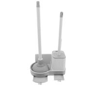 Gatuida Ensemble Brosse WC Murale avec Ventouse Kit de Nettoyage pour Rebords et Rainures de Cuvette Plastique Résistant Blanc et Gris Kit Suspendu pour Salle de Bain et Appartement