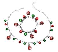 Gatuida Ensemble Collier et Bracelet de Noël en Alliage Solide Cloches Colorées Bijoux Festifs pour Femmes et Adolescentes pour Présents de Vacances et Fêtes de Fin D’Année