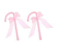 Gatuida Ensemble de 2 Bâtons de Marche pour Garçon et Fille avec Nœud, Accessoires Cosplay et Danse Jazz, Baguettes Roses en Plastique pour Fêtes, Déguisements Magicien et Jeux de Rôle,