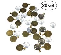 Gatuida Ensemble De 20 Set de Plateaux Pendentifs Ronds Alliage avec Coupoles Verre Supports Cabochon Bronze pour Bijoux DIY Création de Pendentifs Photo et Résine