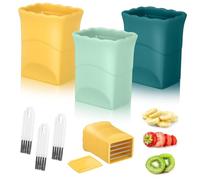Gatuida Ensemble de 3 Set de Trancheurs Multifonctions pour Fruits et Légumes Coupe Rapide avec Brosse Plastique Vert Jaune Bleu pour Pommes de Terre et Carottes
