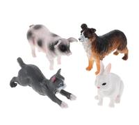 Gatuida Ensemble de 4 Figurines d'animaux de la Ferme Cochon, Chien, Chat et Lapin réalistes, en Plastique, idéal pour Les Enfants et Les Tout-Petits. Parfait pour décorer Les œufs de Pâques,
