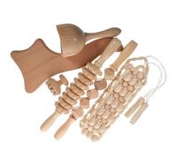 Gatuida Ensemble de 6 Outils de Massage Thérapeutiques en Bois Lisse Comprenant Rouleau Bâton de Massage Gravé et Planche de Contour pour Soulager Dos Épaules et Jambes Usage Corps