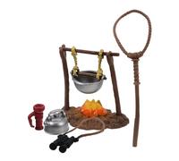 Gatuida Ensemble de cuisine miniature pour maison de poupée, poêle de cuisine, poêle d'extérieur, feu de camp, accessoires de camping féériques, jouets pour micro scènes extérieures et dioramas