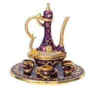 Gatuida Ensemble de Mini-Tasses à café Turc Vintage pour Maison de poupée, théière en métal, Tasse et Plat, Bouilloire à thé Miniature Antique pour décoration de fête à la Maison