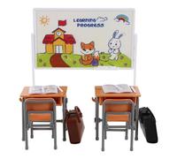 Gatuida Ensemble de mobilier de Classe Miniature pour Maison de poupée - Fournitures Scolaires avec Bureau Miniature, Chaise, Tableau Noir, Cartable, Livres et Stylo - Coffret de Jeu pour poupée