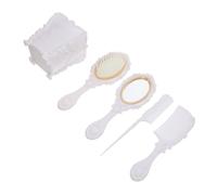 Gatuida Ensemble De Peignes Anti-statiques Et Miroir Portable Blanc Élégant Boîte Pvc Compact Pour Massage Cuir Chevelu, Coiffure Et Soins Capillaires Femmes Salon De Beauté