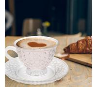 Gatuida Ensemble de Tasses à Café en Verre Transparent 101-200 Ml sous-Tasse Service Élégant pour Thé Café et Boissons Chaudes pour Usage Quotidien et Présent