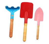 Gatuida Ensemble D'outils De Jardinage 3 Pièces à Manches en Bois pour Plantation Creusage Et Repiquage, Mini Kit Acier Inoxydable Coloré, Jardinage Extérieur Et Plantation De Légumes