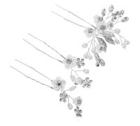 Gatuida Épingles à Cheveux de Mariée Design Floral Classique 3 Pièces en Résine et Cristaux Argentés Confortables et Élégantes pour Accessoires de Coiffure de Mariage