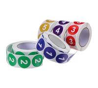 Gatuida Étiquettes Autocollantes Rondes Numérotées 1 à 5 5 Rouleaux de 500 Unités Vinyle Auto-Adhésif Coloré Résistantes et Visibles pour Organisation Bureau École Inventaire et