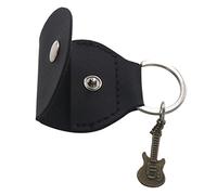 Gatuida Étui pour Médiators De Guitare Électrique en Cuir PU Noir avec Pendentif Guitare en Cuivre Ancien, Paquet De Rangement Compact 2 Pièces pour Accessoires Musicaux Et Présents Guitariste