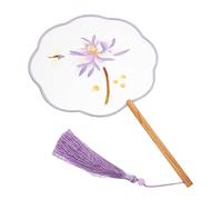 Gatuida Éventail à Huit pétales Ventilateur Portable éventails Pliables Fans de Danse détenu Materiel de Bricolage palac éventail Classique Fait à la Main Fan d'art Rond Soie Violet,Mauve