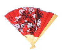 Gatuida Éventail Mural Pliable 05X09 M en Bois et Papier Rouge à Motif Fleur de Prunier Décoration Murale Asiatique pour Salon Studio Photo et Mariage Ventilateur Chinois