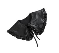 Gatuida Faux Col Amovible Cuir Noir pour Femme Accessoire de Mode Pratique et Élégant Col de Chemise Décoratif avec Bord Volant pour Sublimer Tenues