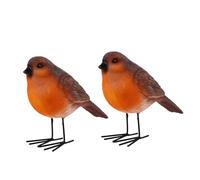 Gatuida Figurines De Rouge-Gorge en Résine Artisanale Réaliste Légère, Décoration Intérieure pour Salon Et Chambre, Ornement D'oiseau Artificiel, Lot De 2 Modèles Animaux Décoratifs