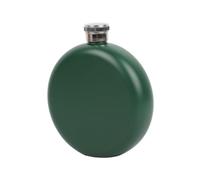 Gatuida Flasque Inox Portable Ronde Verte avec Couvercle Plat Étanche Petite Gourde de Poche pour Whisky Randonnée et Voyage Cadeau pour Hommes et Femmes