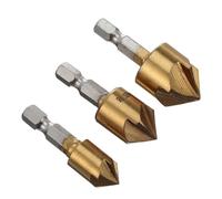 Gatuida Fraise à Chanfreiner 5 Tranchants en Acier 3 Pièces Queue Hexagonale Foret de Précision pour Perceuse Outil de Chanfreinage Solide et Polyvalent Travail du Bois