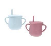 Gatuida Gobelet en Silicone pour Bébé 2Pcs Antidérapant Paille Matériau Sûr pour Apprentissage Autonome Gobelet Anti-Fuite Poignées Ergonomiques