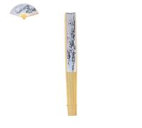 Gatuida Grand Éventail Pliable à Main en Soie et Papier, Décor Mural Chinois Extra Large, Motif Traditionnel Blanc et Vert, Ventilateur Portable pour Danse, Mariage et Décoration