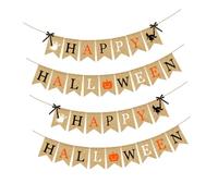 Gatuida Guirlande de Fanions d’Halloween à Suspendre Bannière Décorative en Tissu Style Lin Motifs Citrouille et Nœud 3 Mètres pour Fête d’Automne Maison et Jardin Bannière Joyeux