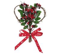 Gatuida Guirlande de Noël de Cœur Baies Rouges, Couronne Suspendue Décorative Lumineuse pour Porte, Accessoire Festif pour Décoration Maison et Fêtes de Noël