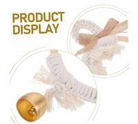 Gatuida Handwoven Macrame Bunny Wind Chime Ornament with Bell Hanging Decoration for Childrens Garden Patio and Home Wall Décor