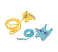 Gatuida Harnais-Gilet Dinosaure pour Petits Animaux Lot de 2 Harnais Ajustable en Peluche Douce Laise Harnais pour Furet Cochon D’Inde Lapin - Anti-évasion pour Promenade en Plein