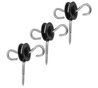 Gatuida Isolateur de Clôture Électrique 3 Pièces Isolation Efficace Double Crochet en Acier Zingué et PP Noir pour Fils et Poteaux Anneaux pour Usage en Ranch et Ferme