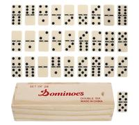 Gatuida Jeu de Dominos Bois Fait Main avec Boîte Portable Set Éducatif pour Entraînement des Compétences Mathématiques Adapté Aux Jeux de Société Maison et Entre Adultes