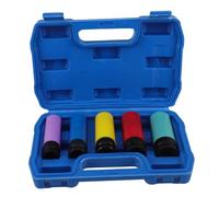 Gatuida Jeu de Douilles Fines pour Protection de Roues Clés à Ergot Prolongées Douilles de Protection Rayures Manches Codés par Couleur Compatibles Outils Électriques et Pneumatiques