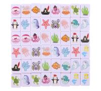 Gatuida Jeu de Mahjong pour 2 Joueurs, Motif Animal s'échappant en Bord de mer, 48 Blocs, Jeu de Table de Vacances, Jouet Portable pour fête, Cadeau de Noël, Nouvel an, Accessoire