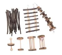 Gatuida Jouets à Mâcher pour Hamster Et Chinchilla en Bois Naturel, Jouet à Grignoter De Lapin, Lot De 7 Set De Pièces, Accessoires Solide pour Petits Rongeurs, Adapté Aux Lapins Et Cochons d'Inde