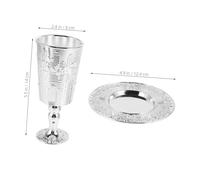 Gatuida Kiddush Cup Set with Saucer Zinc Alloy Shabbat Holiday Cup Elegant for Jewish Faith Ceremonies