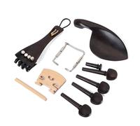 Gatuida Kit Accessoires pour Violon en Ébène Mentonnière 15 Pièces Cordier, Queue en Boyau et 4 Chevilles pour Violons DIY