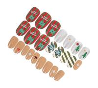 Gatuida Kit de Faux Ongles à Coller Forme Amande Couleur Blanche Unie Style French Manucure 3D Courts Réutilisables pour Fêtes de Noël et Occasions Hivernales Manucure Festive