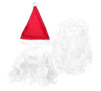 Gatuida Kit de Perruque et Barbe de Père Noël avec Chapeau Ajustable Cheveux Blancs Ondulés et Moustache Accessoires de Costume de Noël pour Adultes Durable et Confortable pour Fête et