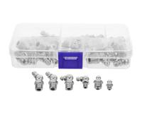 Gatuida Kit de Raccords de Graissage Hydraulique Acier Inoxydable Embouts Zerk Droits et Coudés pour Entretien Automobile Agricole et Industriel