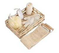 Gatuida Kit D'outils De Bain Pour Femmes Et Hommes 6 Pièces Panier En Osier 30x20x6 Cm Brosse à Dos En Sisal Naturel Lime à Pieds Rectangulaire Exfoliant Corporel