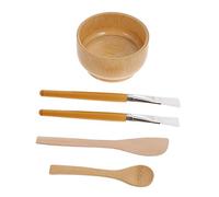 Gatuida Kit Outils DIY pour Masque Visage Bois Naturel Bol avec Spatule Pinceaux et Agitateur Réutilisable et Facile à Nettoyer pour Soins Beauté Maison