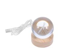 Gatuida Lampe de Nuit LED Boule de Cristal avec Socle Veilleuse Décorative Bureau Salon Chambre Lumière Transparente et Unique